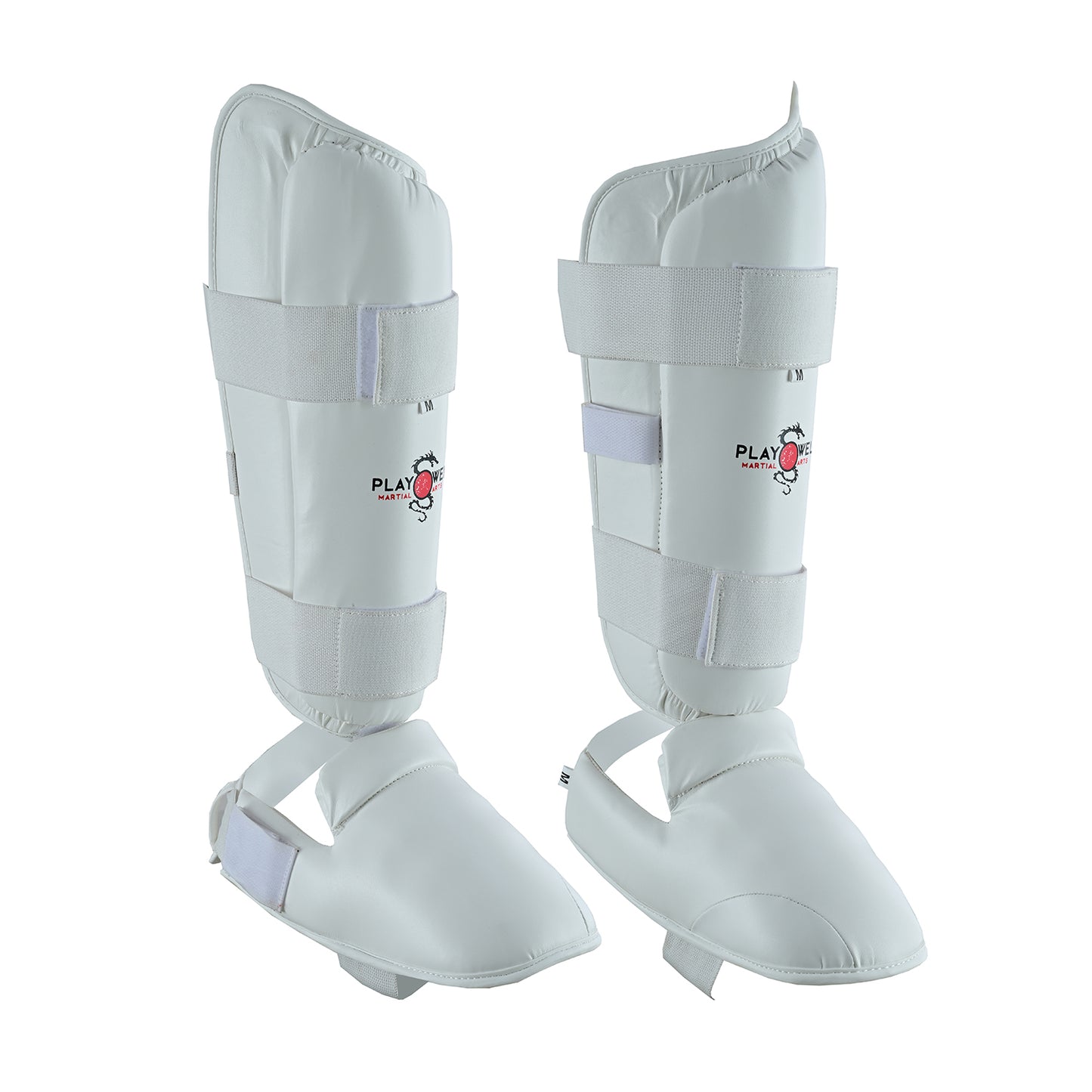 WUKF Style Karate Competion White Shin Guards - Pair