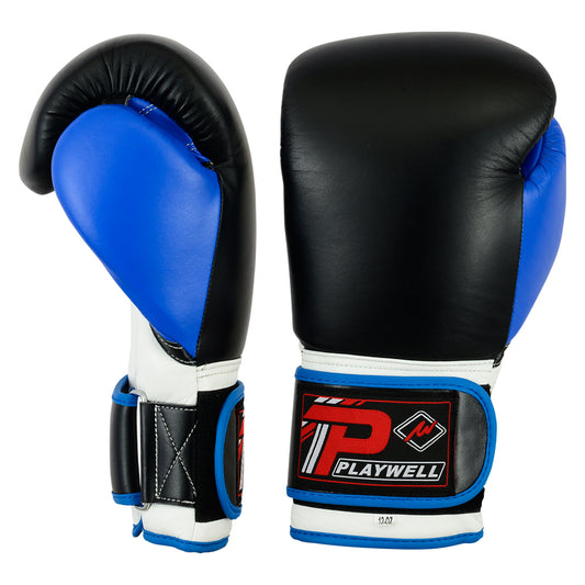 Elite Range: Pro V2P Leather Boxing Glove - Black/Blue