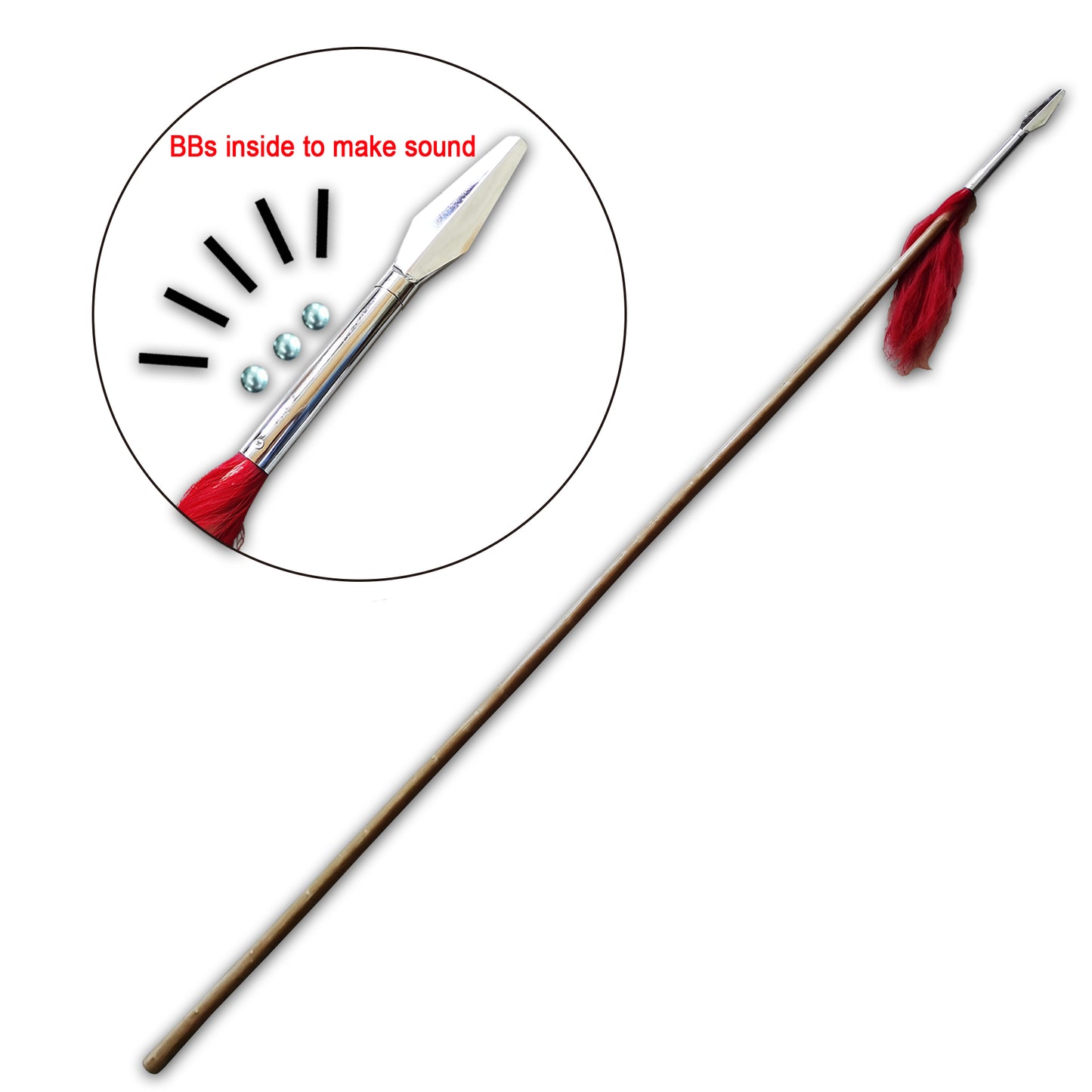 Wushu Waxwood Single Spear head Stick (With Ball Bearings) - 78"