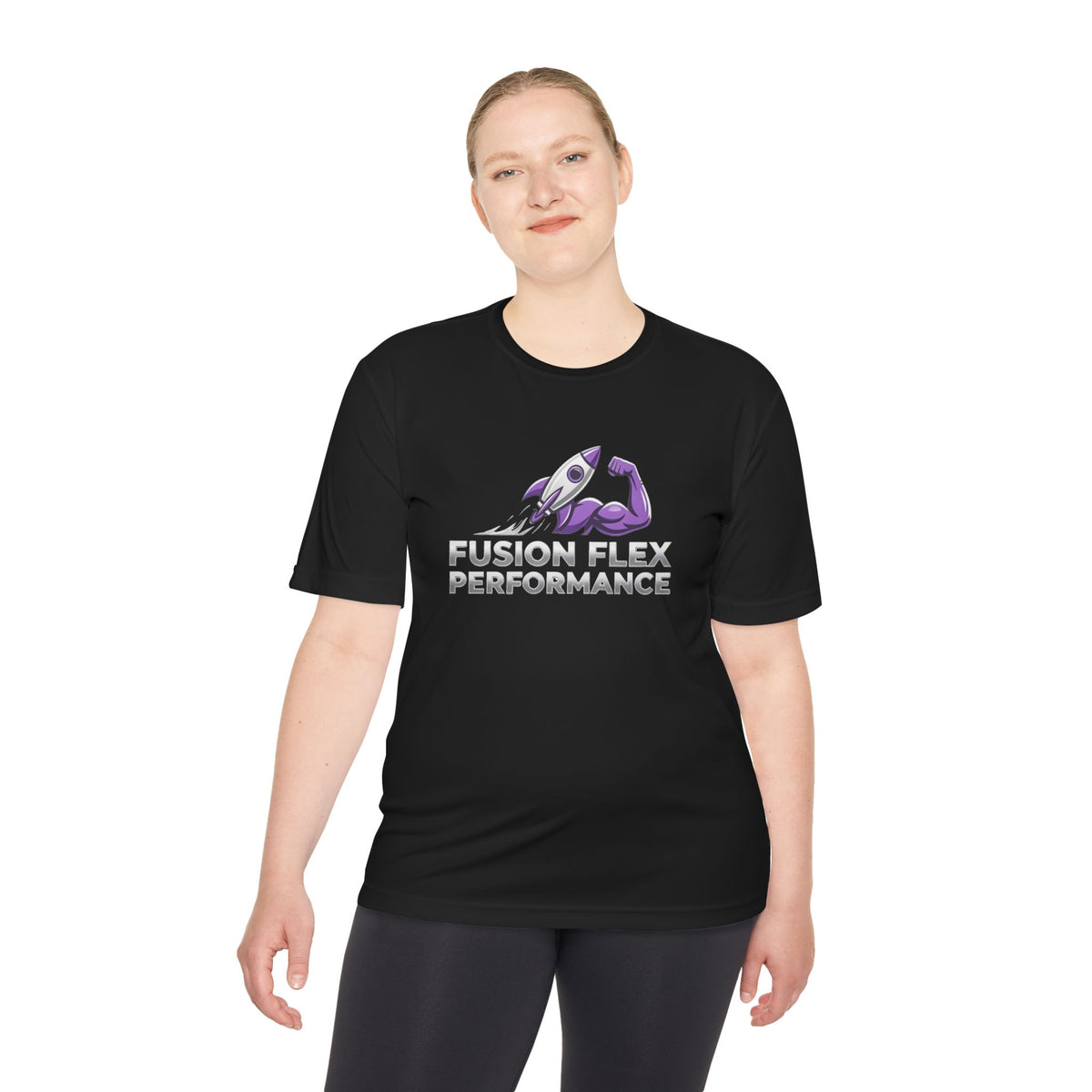 Fusion Flex Performance Tee — Rocket Logo Moisture‑Wicking Athletic Shirt