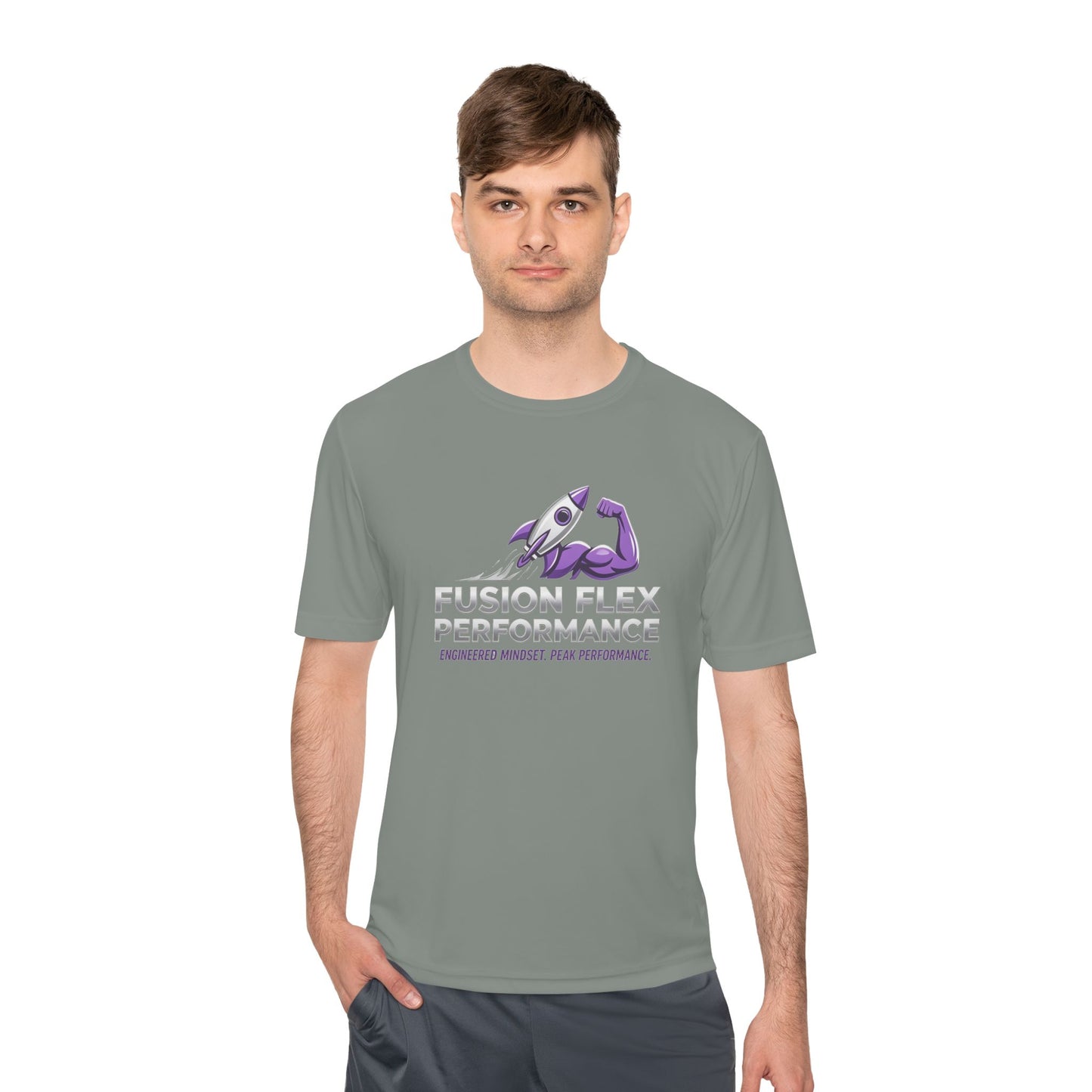 Fusion Flex Performance Tee — Rocket Logo Moisture‑Wicking Athletic Shirt