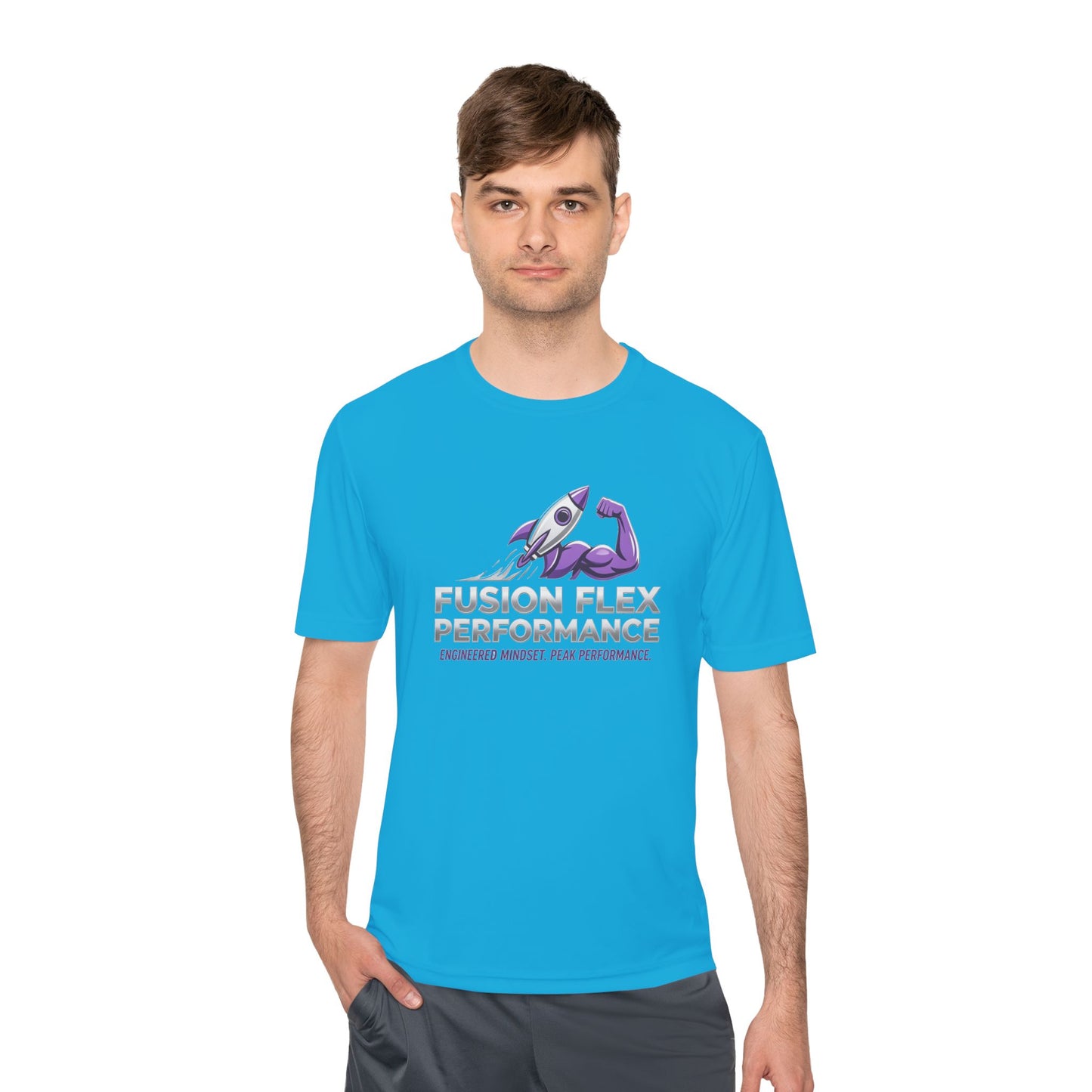 Fusion Flex Performance Tee — Rocket Logo Moisture‑Wicking Athletic Shirt