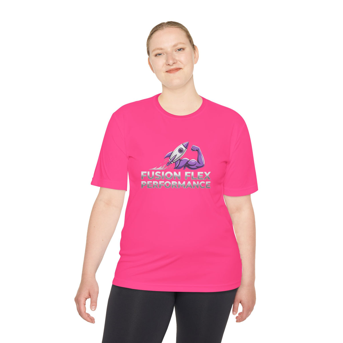 Fusion Flex Performance Tee — Rocket Logo Moisture‑Wicking Athletic Shirt