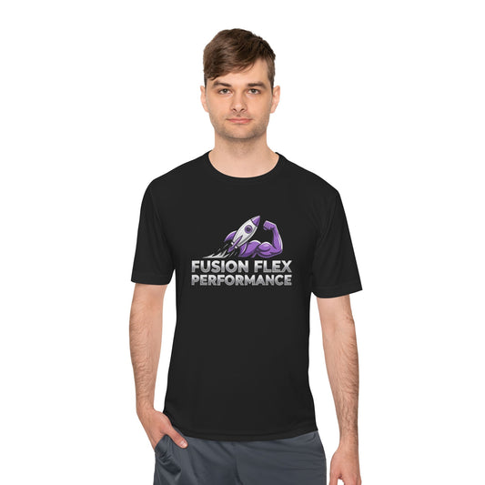 Fusion Flex Performance Tee — Rocket Logo Moisture‑Wicking Athletic Shirt