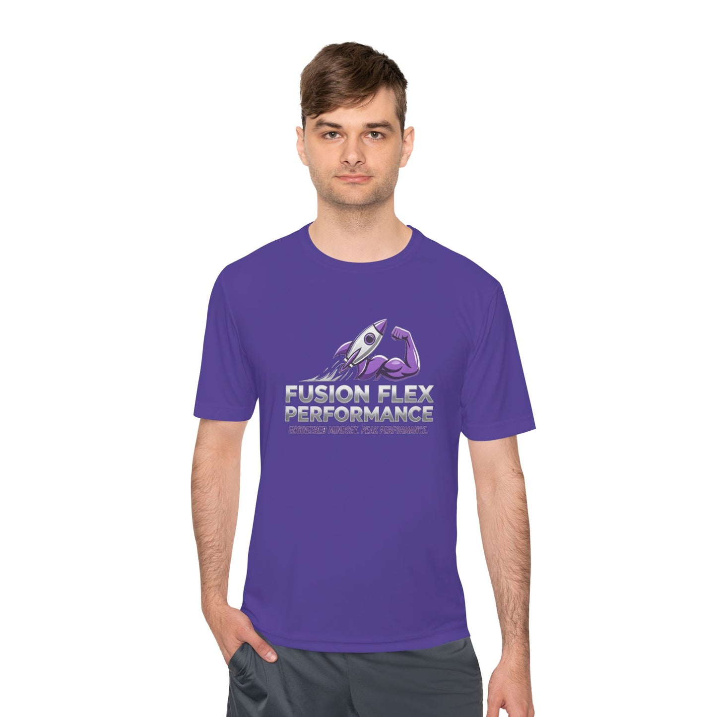 Fusion Flex Performance Tee — Rocket Logo Moisture‑Wicking Athletic Shirt