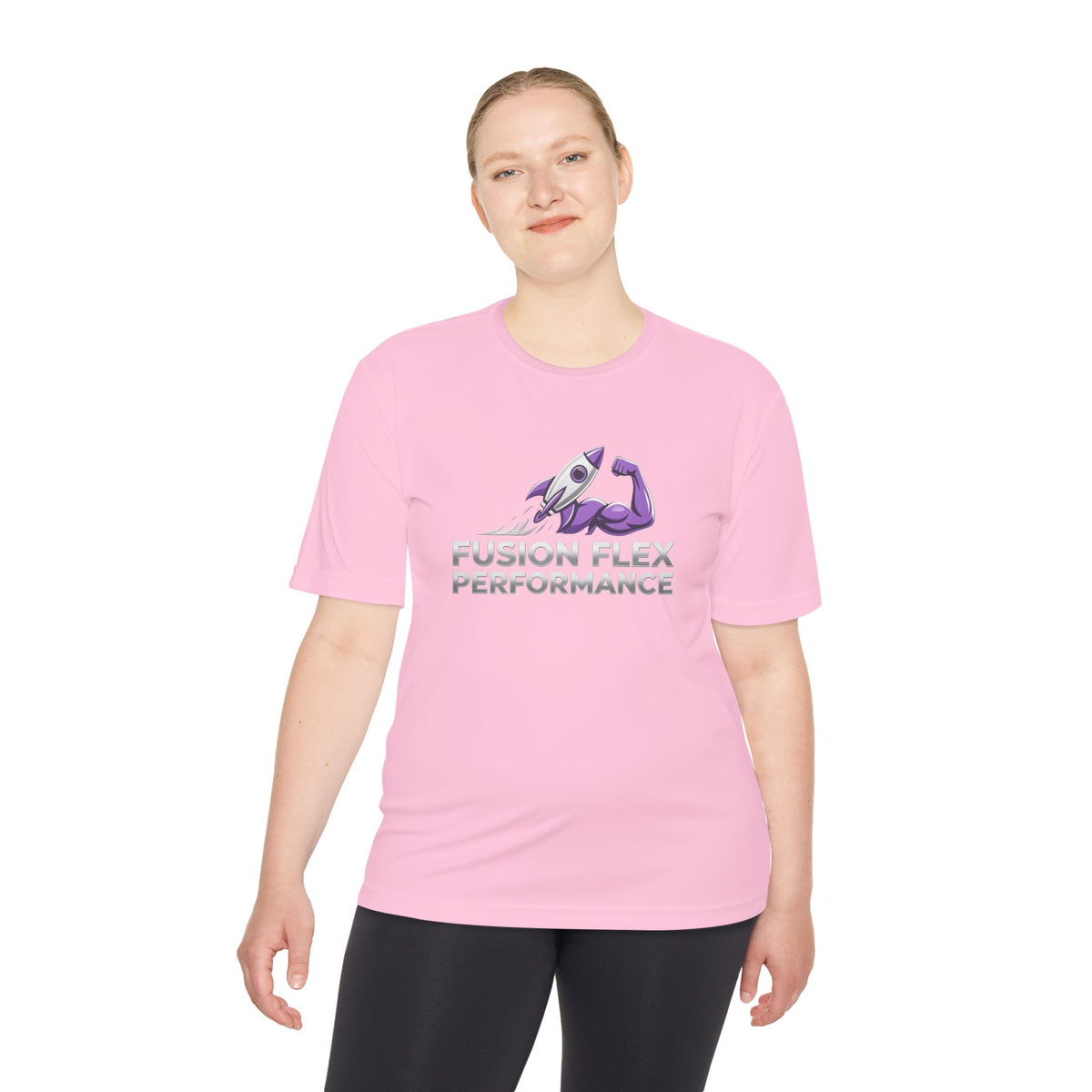 Fusion Flex Performance Tee — Rocket Logo Moisture‑Wicking Athletic Shirt