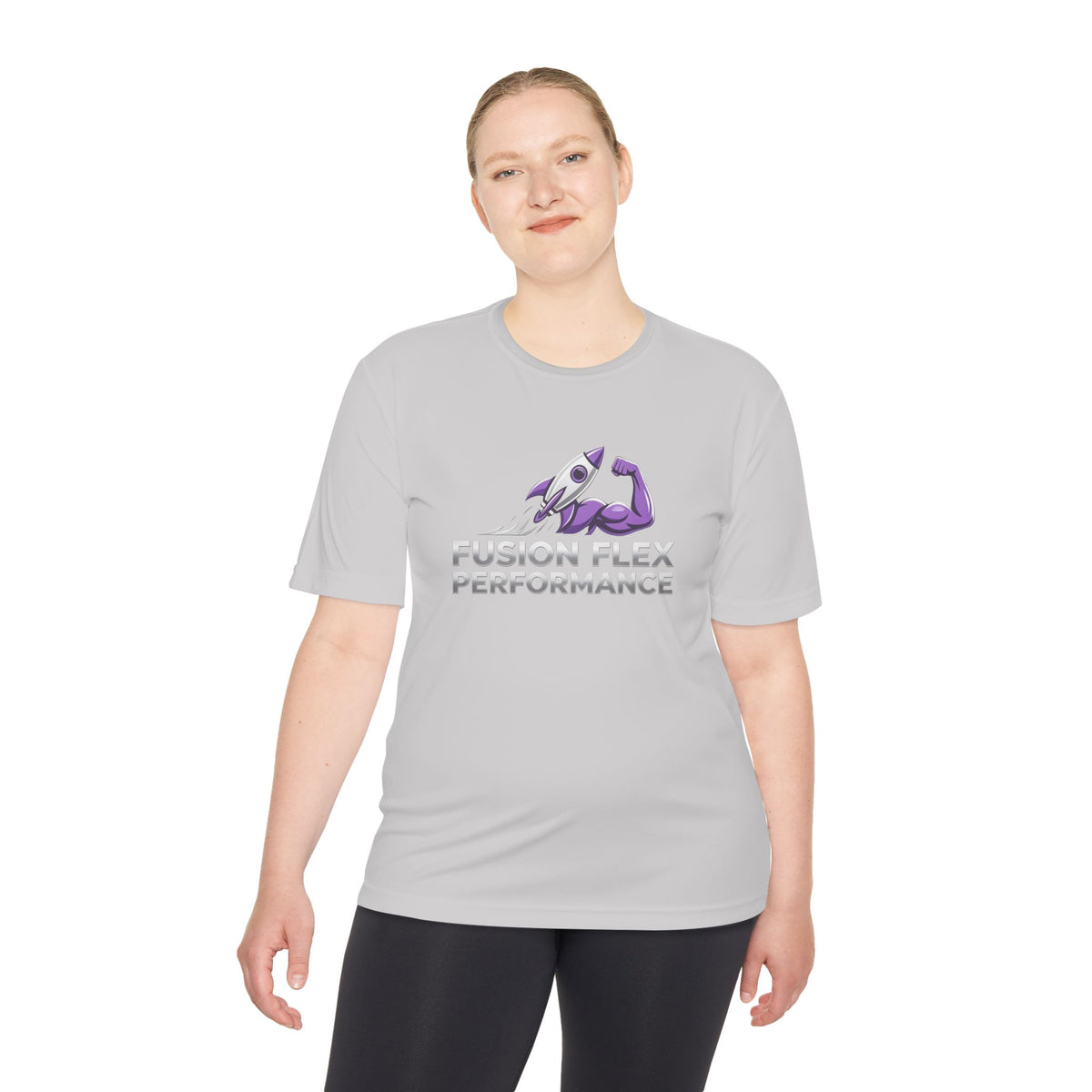 Fusion Flex Performance Tee — Rocket Logo Moisture‑Wicking Athletic Shirt