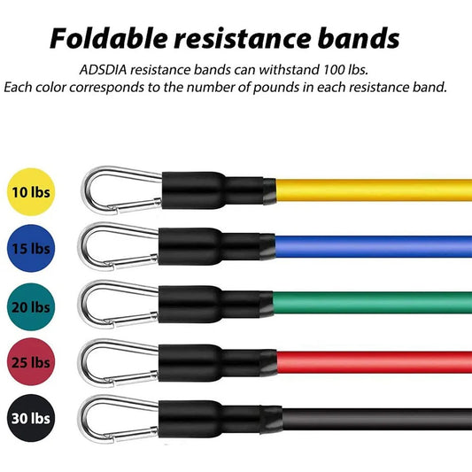 Set of 5 Resistance Bands with weight information. 