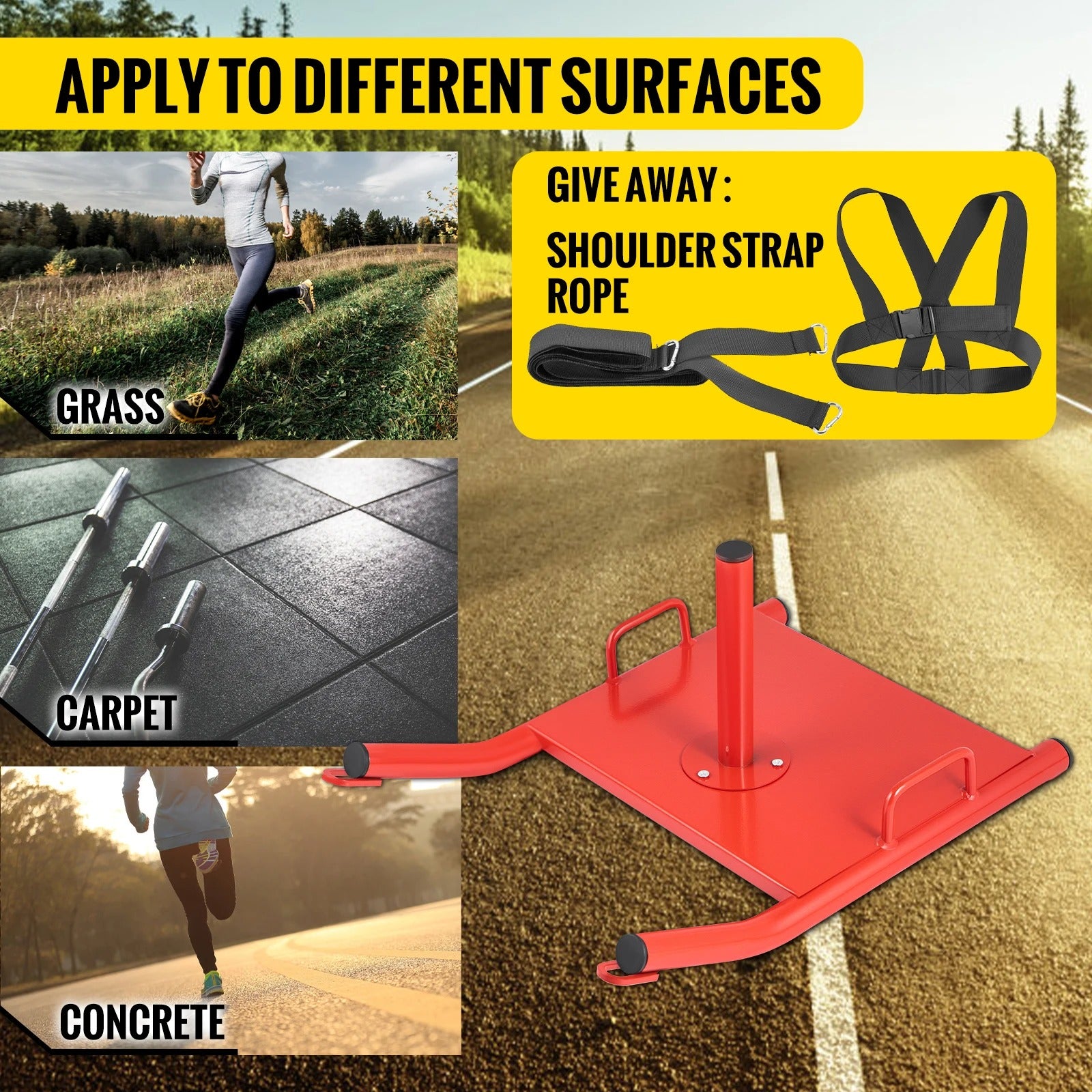 Selection of images showing heavy duty weight sled. 