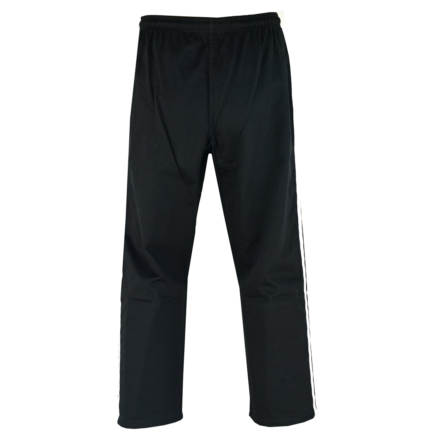 Full Contact Trousers - Black W/ 2 White Stripes Cotton