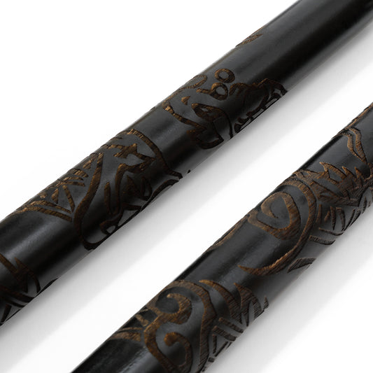 Deluxe Carved Dragon Nunchucks B.B - Black Oak