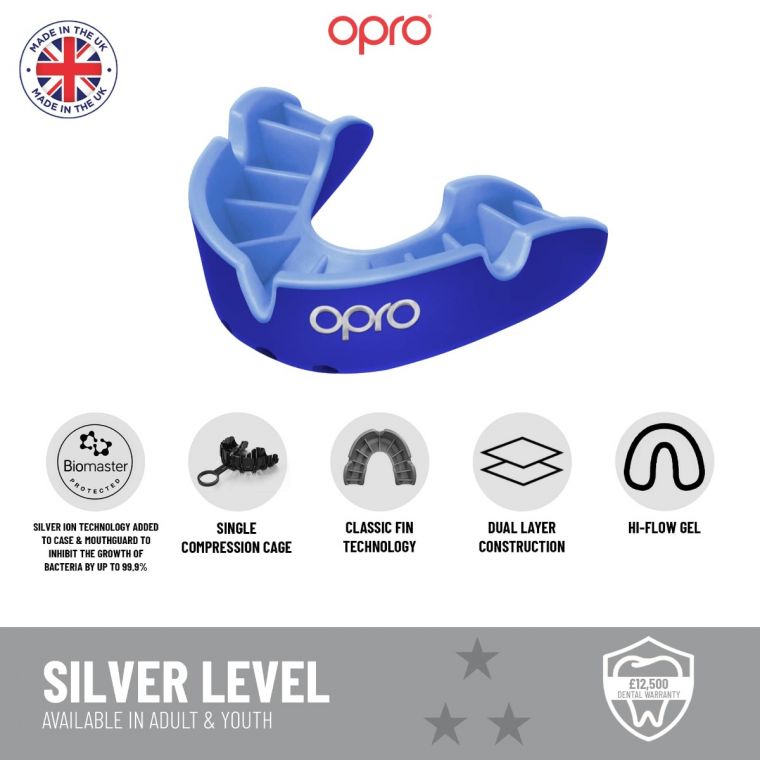 Opro UFC Adults Silver Self Fit Mouth Guard - Black