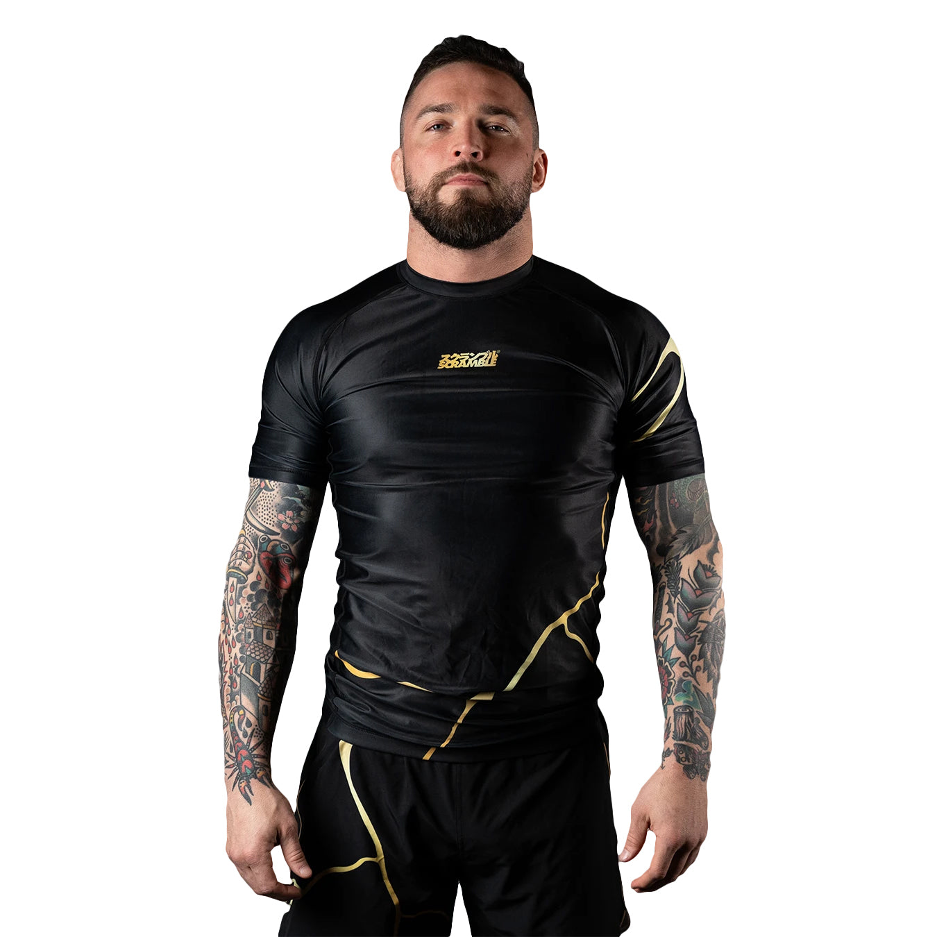 Scramble Kintsugi Short Sleeve Rash Guard - Black