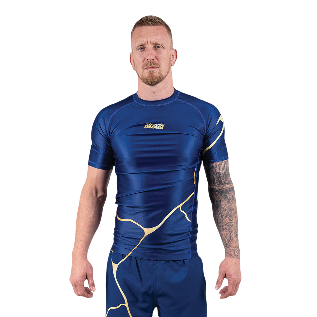 Scramble Kintsugi Short Sleeve Rash Guard - Blue