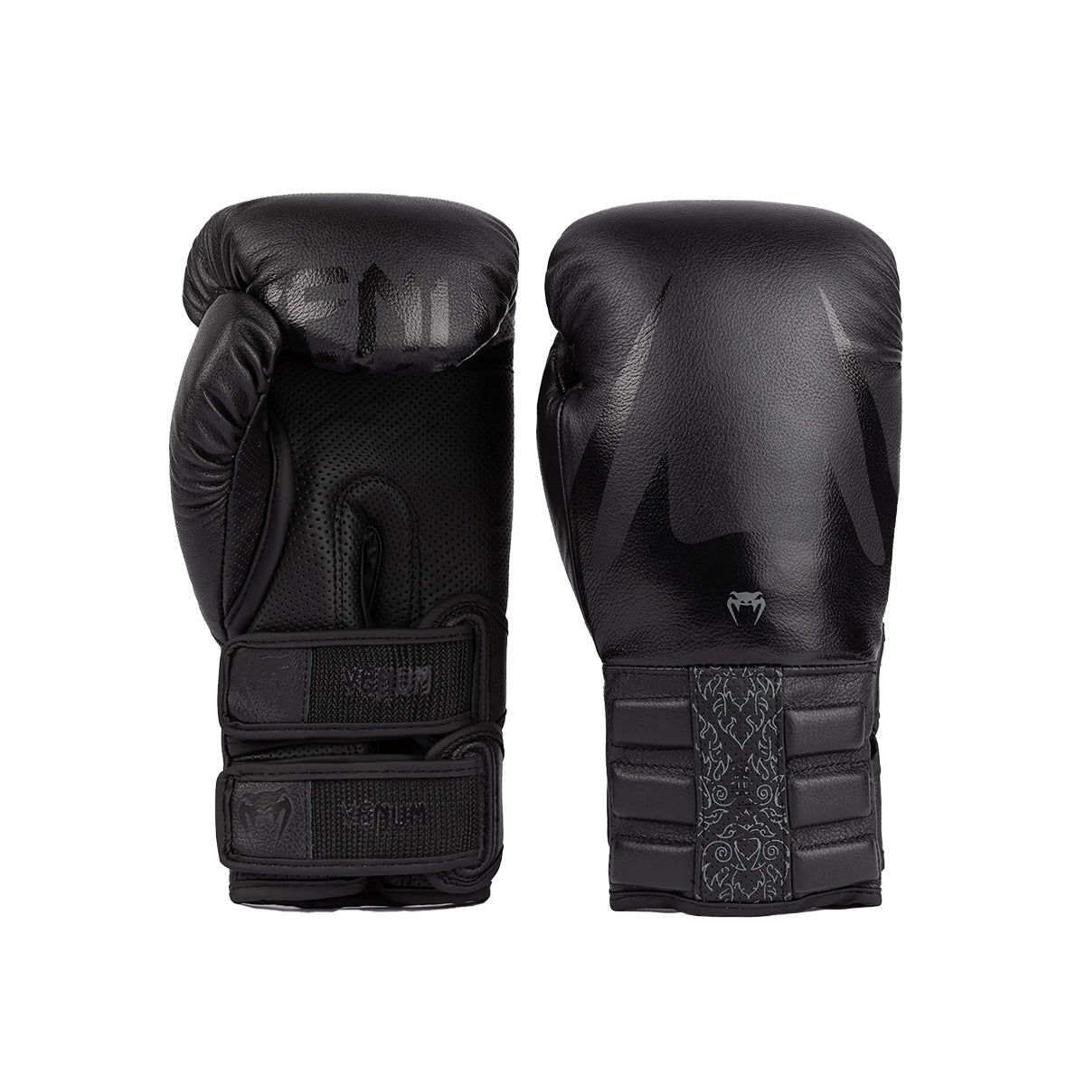 Venum Reverso Leather Boxing Gloves - Black/Black