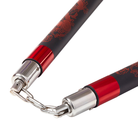 Deluxe Foam Speed Nunchucks With Chain - Black/Red - 9"