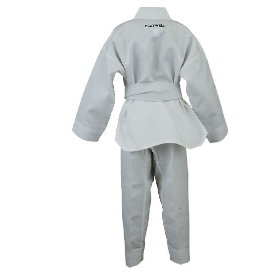 Korean Ultimate Taekwondo Uniform: Plain Back:White V-Neck:Child