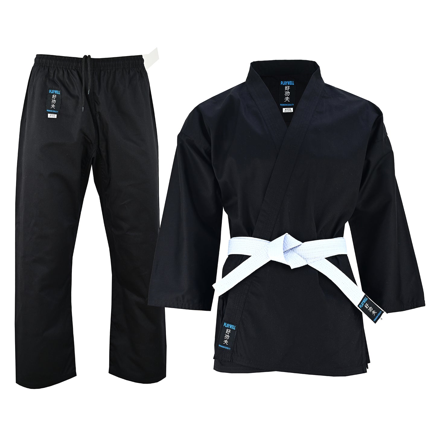 Adults Karate Polycotton Suit - Black 8oz