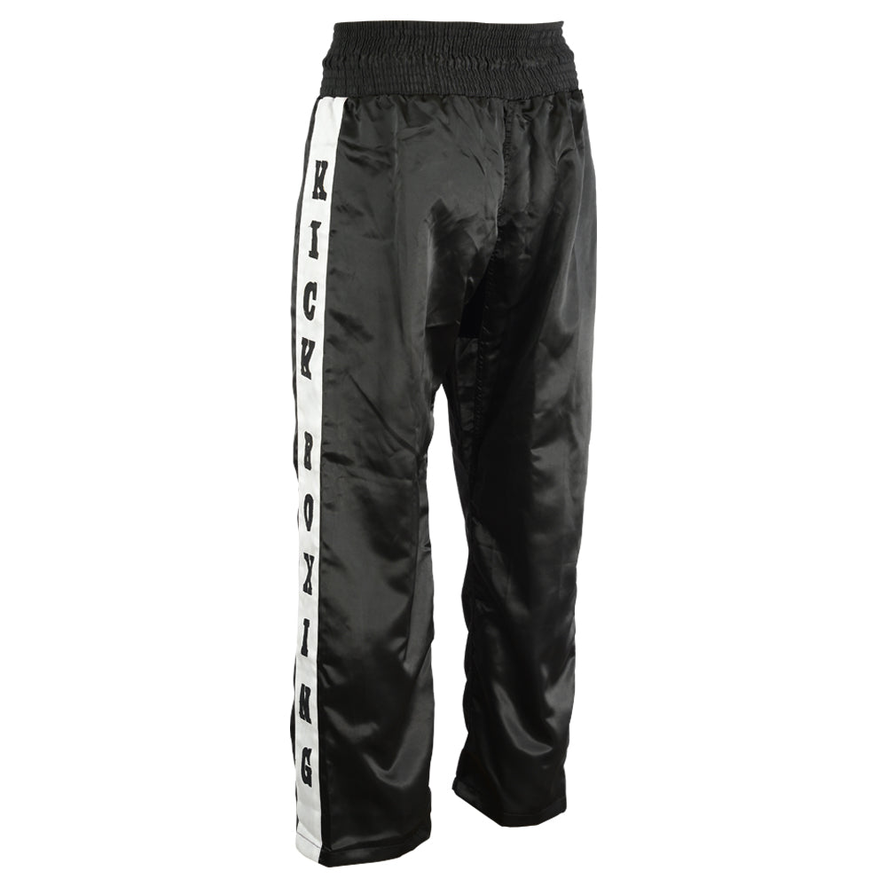 Full Contact Trousers - Black/ White Kickboxing Patches