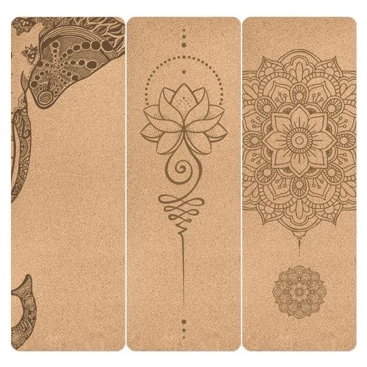 Natural Cork TPE Printed Yoga Mat Non-slip Esterilla Yoga Sweat-absorbing Home Fitness Pad Gymnastics Pilates Mats With Bag