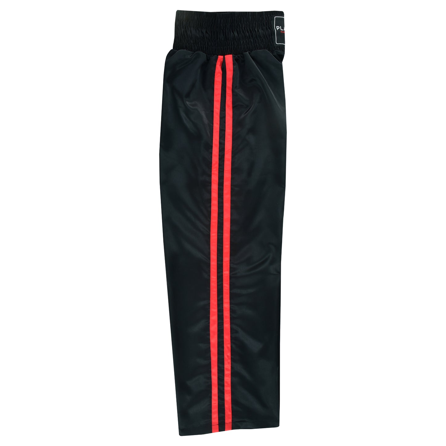 Kids Full Contact Black Satin Kickboxing Pants With Stripes