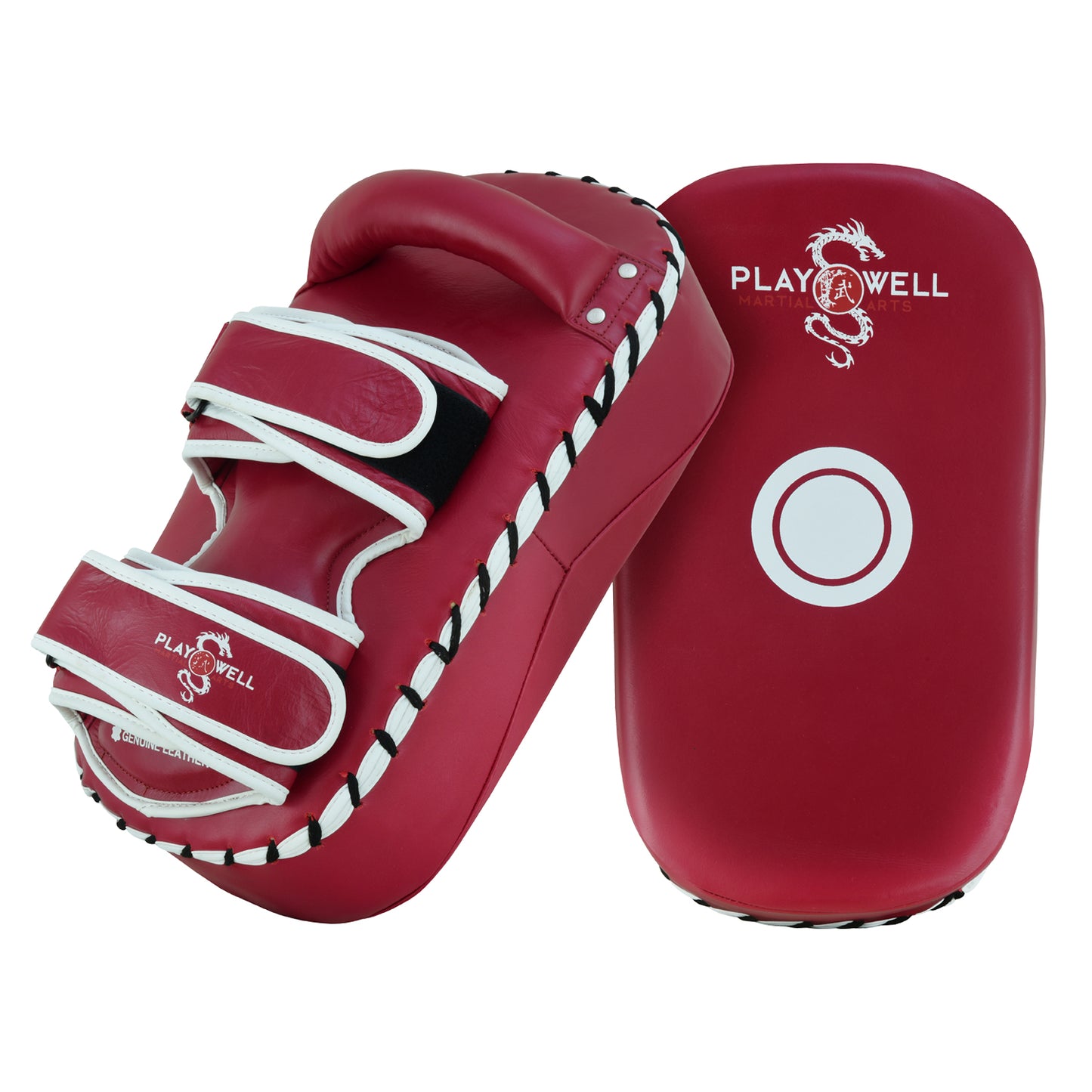 Playwell Elite " Maroon Series " Leather Curved Thai Pad - PAIR