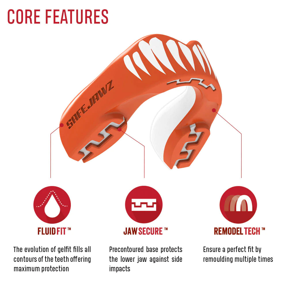 SAFEJAWZ Extro Series Viper Self Fit Mouthguards - Red