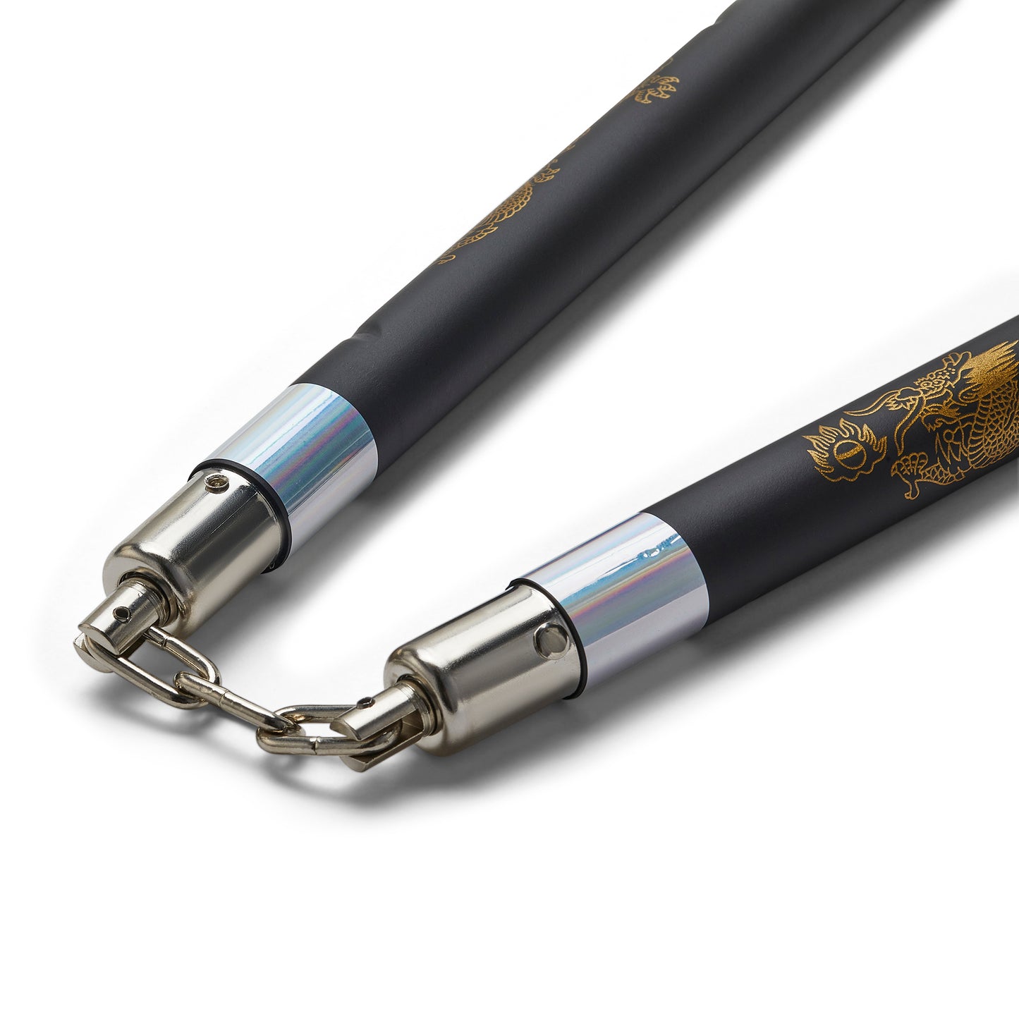 Deluxe Foam Speed Nunchucks With Chain - Black/Silver - 11"