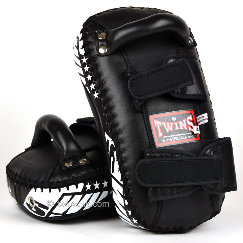 Twins KPL10 Curved Leather Thai Kick Pads - Black
