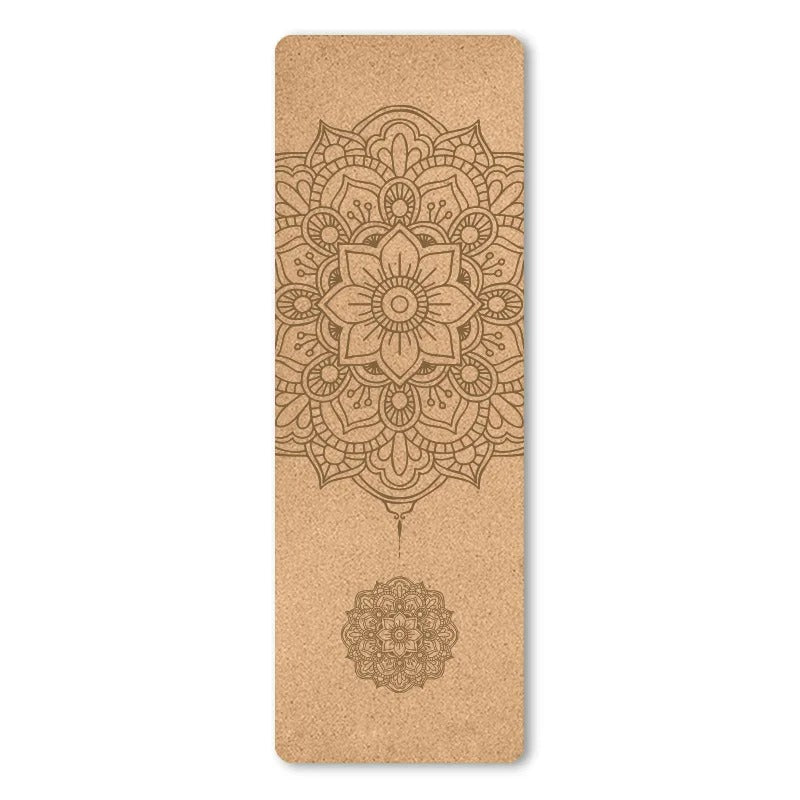 Natural Cork TPE Printed Yoga Mat Non-slip Esterilla Yoga Sweat-absorbing Home Fitness Pad Gymnastics Pilates Mats With Bag