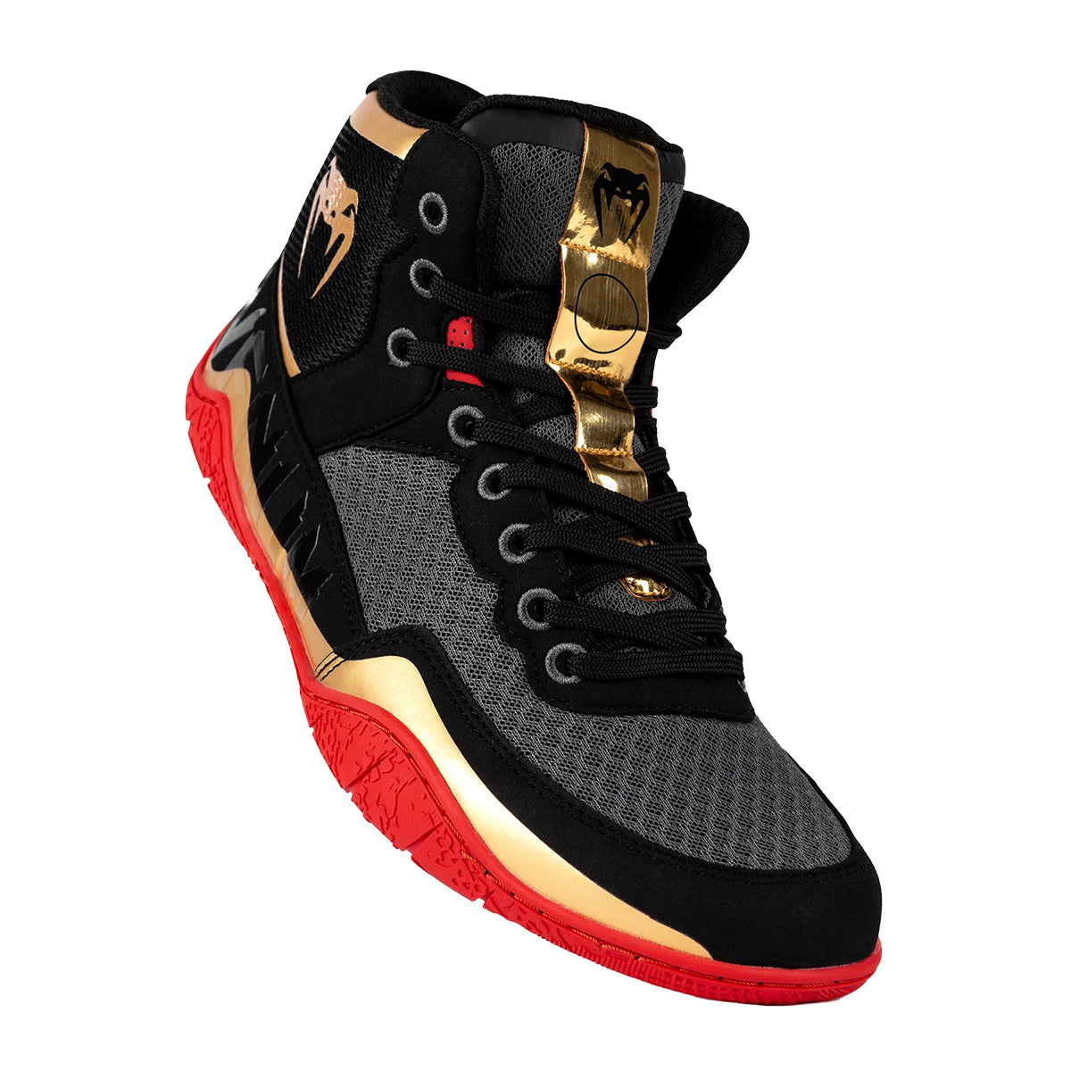 Venum Elite Premium Wrestling Shoes - Black/Gold/Red